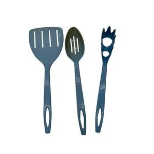 Vintage Tailor Made Kitchen Utensil Set Blue Plastic Spatula Spoon Pasta Server